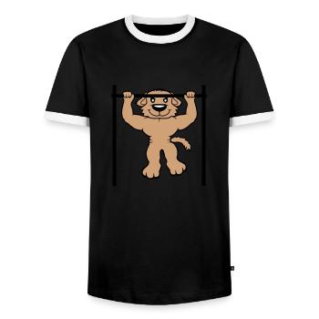Chien Pull-ups Bar Muscles Gym Pull-Up Bar - T-shirt contrasté Homme - noir/blanc - Devant - AI Model Female 172 light (172cm) & AI Model Male 178 light (178cm)