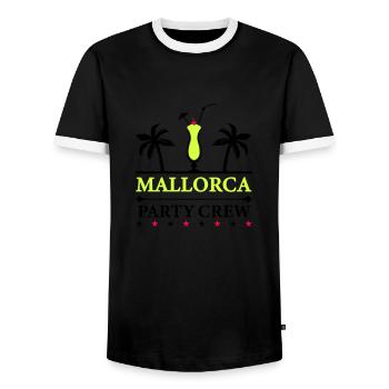 Mallorca Party Crew - Men's Ringer Shirt - black/white - Front - AI Model Female 172 light (172cm) & AI Model Male 178 light (178cm)