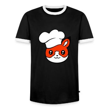 Fox Chef's Hat Chef Cooking Restaurant Kitchen - Men's Ringer Shirt - black/white - Front - AI Model Female 172 light (172cm) & AI Model Male 178 light (178cm)