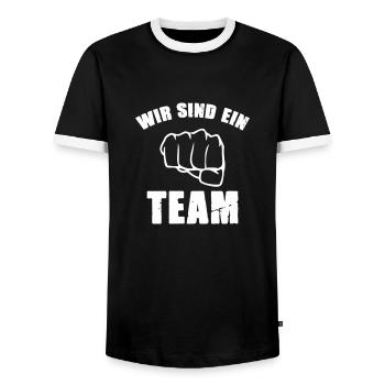 Nous sommes une équipe - T-shirt contrasté Homme - noir/blanc - Devant - AI Model Female 172 light (172cm) & AI Model Male 178 light (178cm)