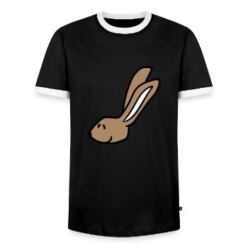 Hase Kaninchen Häschen Cartoon Kleintier niedlich - Männer Kontrast-T-Shirt - Schwarz/Weiß - Vorne - AI Model Female 172 light (172cm) & AI Model Male 178 light (178cm)