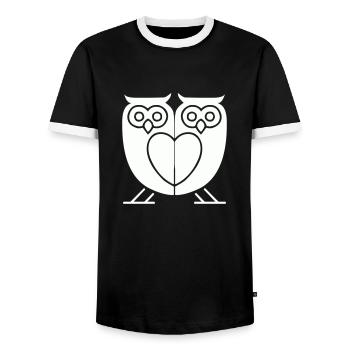 Hiboux 2 - T-shirt contrasté Homme - noir/blanc - Devant - AI Model Female 172 light (172cm) & AI Model Male 178 light (178cm)