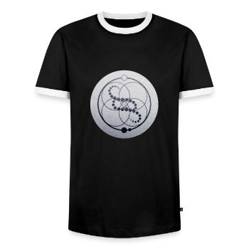 Kornkreis / Crop Circle DNA Plate - Männer Kontrast-T-Shirt - Schwarz/Weiß - Vorne - AI Model Female 172 light (172cm) & AI Model Male 178 light (178cm)
