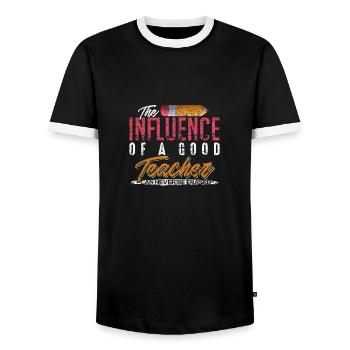 The Influence of Good Teacher can never be erased - Men's Ringer Shirt - black/white - Front - AI Model Female 172 light (172cm) & AI Model Male 178 light (178cm)