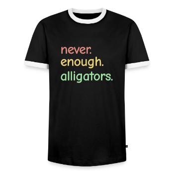 Jamais assez d’alligators - Alligator Lovers - T-shirt contrasté Homme - noir/blanc - Devant - AI Model Female 172 light (172cm) & AI Model Male 178 light (178cm)