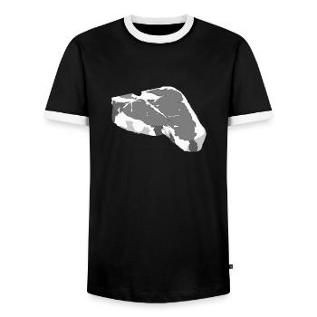 Steak 2 - Men's Ringer Shirt - black/white - Front - AI Model Female 172 light (172cm) & AI Model Male 178 light (178cm)