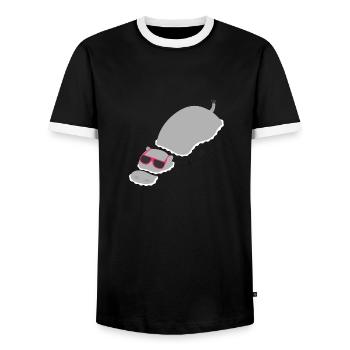 Chillin ‚Hippo - Männer Kontrast-T-Shirt - Schwarz/Weiß - Vorne - AI Model Female 172 light (172cm) & AI Model Male 178 light (178cm)