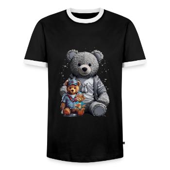 3 Teddy Bears - Männer Kontrast-T-Shirt - Schwarz/Weiß - Vorne - AI Model Female 172 light (172cm) & AI Model Male 178 light (178cm)
