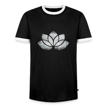 yoga lotus blume silber - Männer Kontrast-T-Shirt - Schwarz/Weiß - Vorne - AI Model Female 172 light (172cm) & AI Model Male 178 light (178cm)