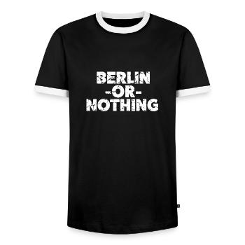 Berlin or nothing - Men's Ringer Shirt - black/white - Front - AI Model Female 172 light (172cm) & AI Model Male 178 light (178cm)
