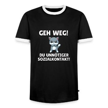 Geh weg du unnötiger Sozialkontakt - Männer Kontrast-T-Shirt - Schwarz/Weiß - Vorne - AI Model Female 172 light (172cm) & AI Model Male 178 light (178cm)