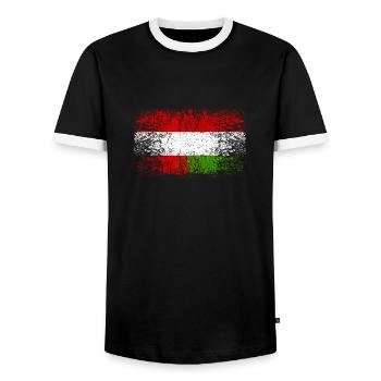 Österreich Ungarn 001 AllroundDesigns - Männer Kontrast-T-Shirt - Schwarz/Weiß - Vorne - AI Model Female 172 light (172cm) & AI Model Male 178 light (178cm)