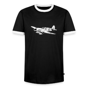 Fighter / pilote de chasse Warhawk 02_weiß - T-shirt contrasté Homme - noir/blanc - Devant - AI Model Female 172 light (172cm) & AI Model Male 178 light (178cm)