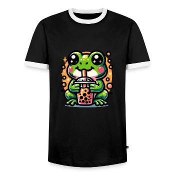 Bubble Tea Grenouille Boba Tea Kawaii Cadeau - T-shirt contrasté Homme - noir/blanc - Devant - AI Model Female 172 light (172cm) & AI Model Male 178 light (178cm)