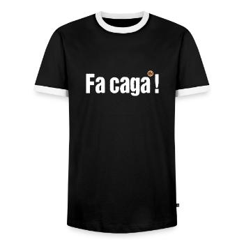 OBV – Fa caga ! - T-shirt contrasté Homme - noir/blanc - Devant - AI Model Female 172 light (172cm) & AI Model Male 178 light (178cm)
