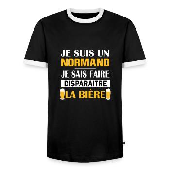 Maillot normand normandie bière humoristique apéro - T-shirt contrasté Homme - noir/blanc - Devant - AI Model Female 172 light (172cm) & AI Model Male 178 light (178cm)