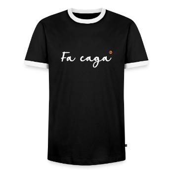Catalan - Fa caga 2 – par OBV - T-shirt contrasté Homme - noir/blanc - Devant - AI Model Female 172 light (172cm) & AI Model Male 178 light (178cm)