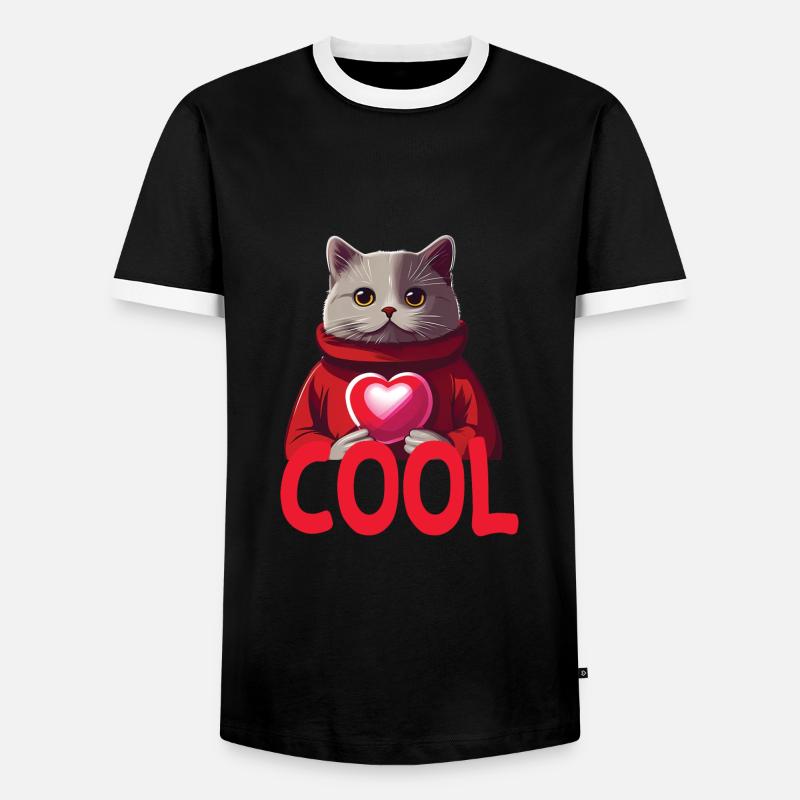 Cool Katze - Cool Cat - Männer Kontrast-T-Shirt - Schwarz/Weiß