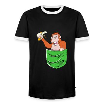 Orang Utan - Männer Kontrast-T-Shirt - Schwarz/Weiß - Vorne - AI Model Female 172 light (172cm) & AI Model Male 178 light (178cm)