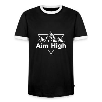 alpinist alpine hiking mountains alpine hut mountain hut - Men's Ringer Shirt - black/white - Front - AI Model Female 172 light (172cm) & AI Model Male 178 light (178cm)
