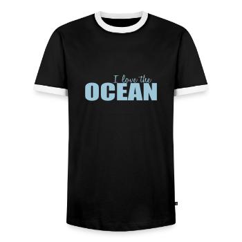 I LOVE THE OCEAN - Männer Kontrast-T-Shirt - Schwarz/Weiß - Vorne - AI Model Female 172 light (172cm) & AI Model Male 178 light (178cm)