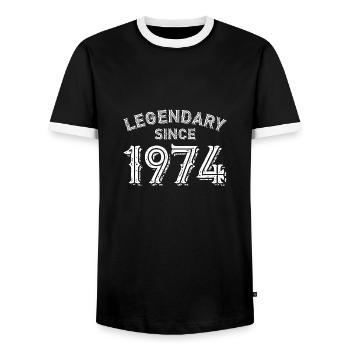 Vintage 1974 Anniversaire - T-shirt contrasté Homme - noir/blanc - Devant - AI Model Female 172 light (172cm) & AI Model Male 178 light (178cm)