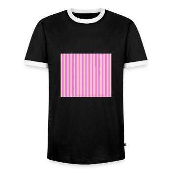 Stripes Beige Rosa - Männer Kontrast-T-Shirt - Schwarz/Weiß - Vorne - AI Model Female 172 light (172cm) & AI Model Male 178 light (178cm)