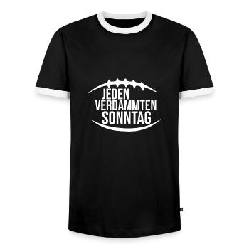 Jeden verdammten Sonntag - Football Geschenk - Männer Kontrast-T-Shirt - Schwarz/Weiß - Vorne - AI Model Female 172 light (172cm) & AI Model Male 178 light (178cm)