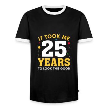 Il m’a fallu 25 ans pour être aussi belle - T-shirt contrasté Homme - noir/blanc - Devant - AI Model Female 172 light (172cm) & AI Model Male 178 light (178cm)