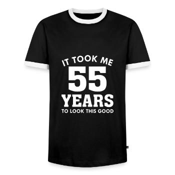 It Took Me 55 Years To Look This Good - Men's Ringer Shirt - black/white - Front - AI Model Female 172 light (172cm) & AI Model Male 178 light (178cm)