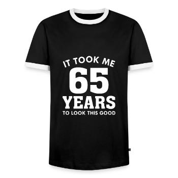 Il m’a fallu 65 ans pour avoir l’air aussi beau - T-shirt contrasté Homme - noir/blanc - Devant - AI Model Female 172 light (172cm) & AI Model Male 178 light (178cm)