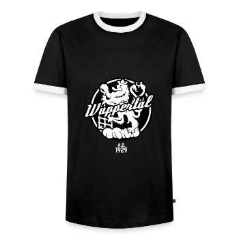 Wuppertal Wappen - Männer Kontrast-T-Shirt - Schwarz/Weiß - Vorne - AI Model Female 172 light (172cm) & AI Model Male 178 light (178cm)