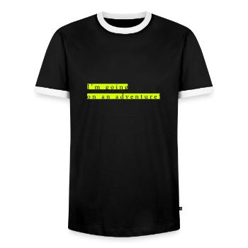 I'm going on an adventure - Männer Kontrast-T-Shirt - Schwarz/Weiß - Vorne - AI Model Female 172 light (172cm) & AI Model Male 178 light (178cm)