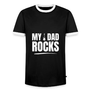 Mon père est rock! Rocker Daddy Cadeau de musique - T-shirt contrasté Homme - noir/blanc - Devant - AI Model Female 172 light (172cm) & AI Model Male 178 light (178cm)