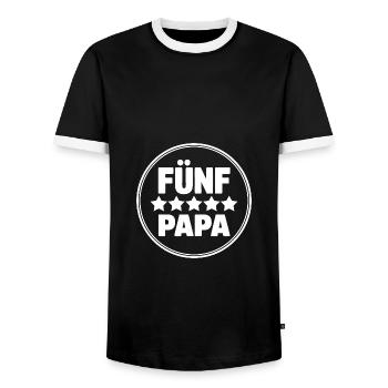 Fünf Sterne Papa - der beste Papa auf der Welt - Männer Kontrast-T-Shirt - Schwarz/Weiß - Vorne - AI Model Female 172 light (172cm) & AI Model Male 178 light (178cm)