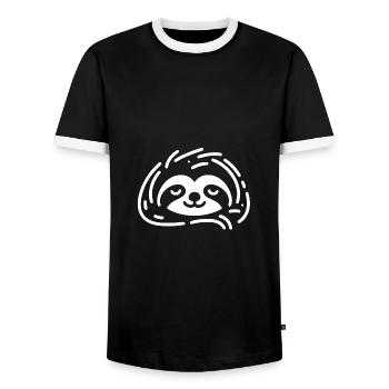 Cute Sleepy Sloth Stay Cool - Men's Ringer Shirt - black/white - Front - AI Model Female 172 light (172cm) & AI Model Male 178 light (178cm)