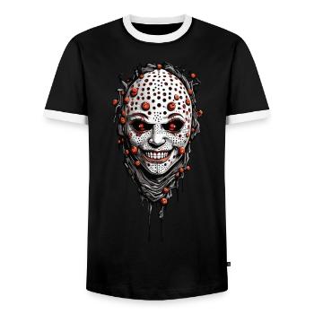 Creepy Halloween Trypophobia Horror Design - Men's Ringer Shirt - black/white - Front - AI Model Female 172 light (172cm) & AI Model Male 178 light (178cm)