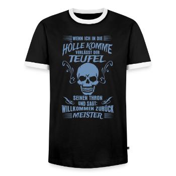 Hölle Teufel lustige Sprüche - Männer Kontrast-T-Shirt - Schwarz/Weiß - Vorne - AI Model Female 172 light (172cm) & AI Model Male 178 light (178cm)