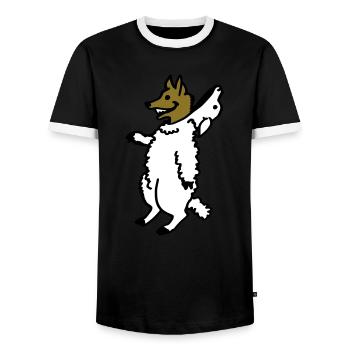 Wolf im Schafspelz - Männer Kontrast-T-Shirt - Schwarz/Weiß - Vorne - AI Model Female 172 light (172cm) & AI Model Male 178 light (178cm)