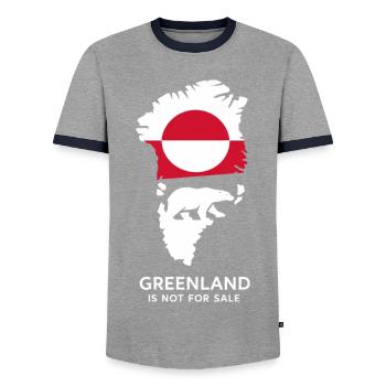 Greenland Polar Bear Flag Arctic Nature Gift - Men's Ringer Shirt - grey/navy  - Front - AI Model Female 172 light (172cm) & AI Model Male 178 light (178cm)