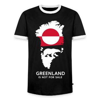 Don nature arctique du drapeau de l’ours polaire du Groenland - T-shirt contrasté Homme - noir/blanc - Devant - AI Model Female 172 light (172cm) & AI Model Male 178 light (178cm)