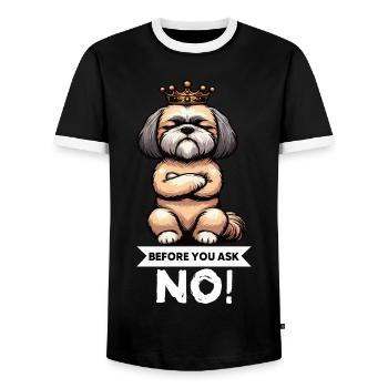 Before You Ask Shih tzu Shih tzus Shih tzu halter - Men's Ringer Shirt - black/white - Front - AI Model Female 172 light (172cm) & AI Model Male 178 light (178cm)
