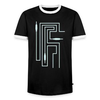 TON TRON - Klinkestecker mit Kabel - Männer Kontrast-T-Shirt - Schwarz/Weiß - Vorne - AI Model Female 172 light (172cm) & AI Model Male 178 light (178cm)