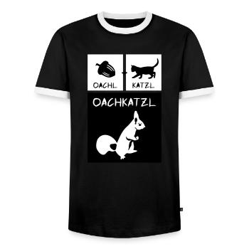 Eichhörnchen - Oachkatzl - Männer Kontrast-T-Shirt - Schwarz/Weiß - Vorne - AI Model Female 172 light (172cm) & AI Model Male 178 light (178cm)