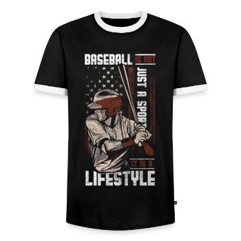 Joueur de baseball Entraîneur de sports de balle - T-shirt contrasté Homme - noir/blanc - Devant - AI Model Female 172 light (172cm) & AI Model Male 178 light (178cm)