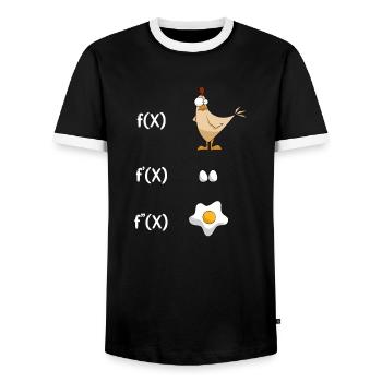 Math Derivation Chicken Student Teacher Gift - Men's Ringer Shirt - black/white - Front - AI Model Female 172 light (172cm) & AI Model Male 178 light (178cm)