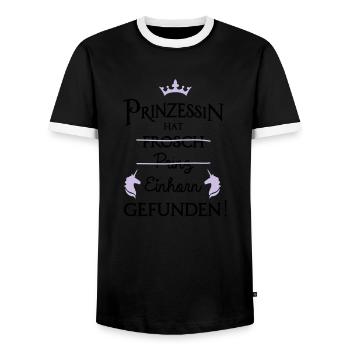Prinzesin hat Einhorn gefunden JGA - Männer Kontrast-T-Shirt - Schwarz/Weiß - Vorne - AI Model Female 172 light (172cm) & AI Model Male 178 light (178cm)