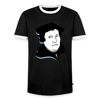 Martin Luther Portrait - Männer Kontrast-T-Shirt - Schwarz/Weiß - Vorne - AI Model Female 172 light (172cm) & AI Model Male 178 light (178cm)