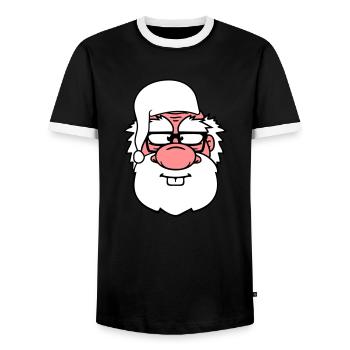 face head grandpa old grandfather pajamas coat - Men's Ringer Shirt - black/white - Front - AI Model Female 172 light (172cm) & AI Model Male 178 light (178cm)