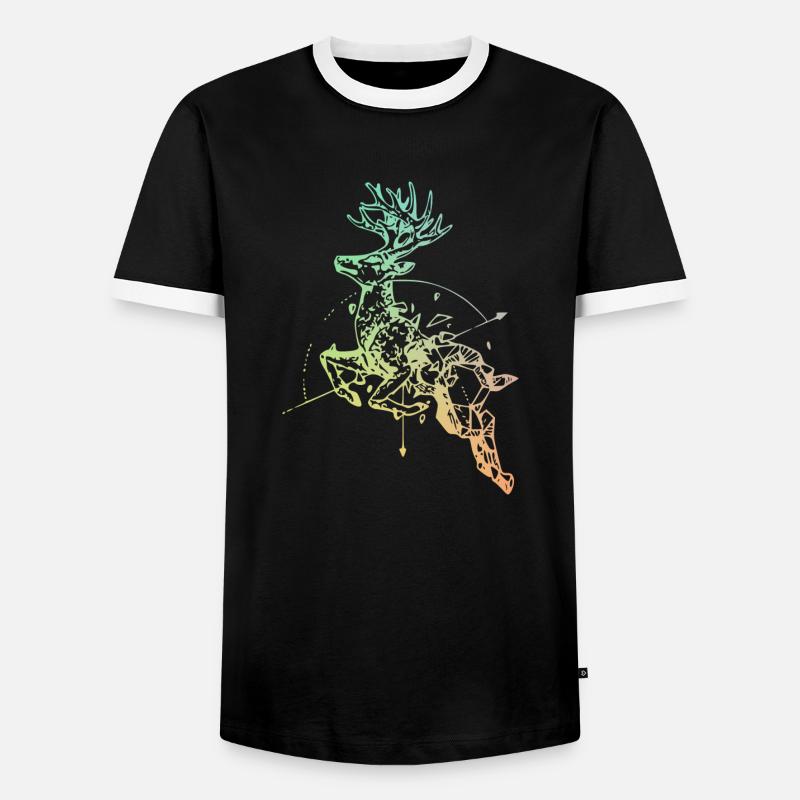 Hirsch mit Kompass - Männer Kontrast-T-Shirt - Schwarz/Weiß